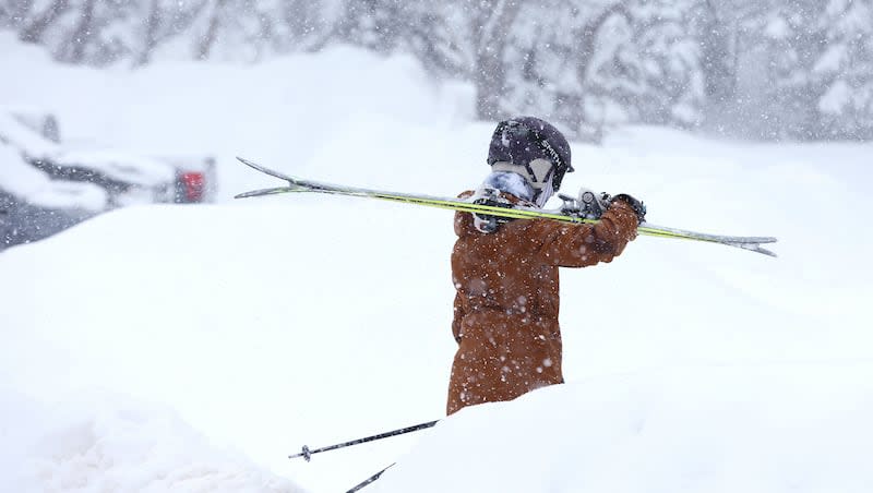 A skier walks to the lift in the newly fallen snow at Snowbird Ski Resort on Wednesday, Feb. 7, 2024. Researchers at University of Michigan recently discovered a protein that helps mammals sense cold. For some, cold temperatures are painful.