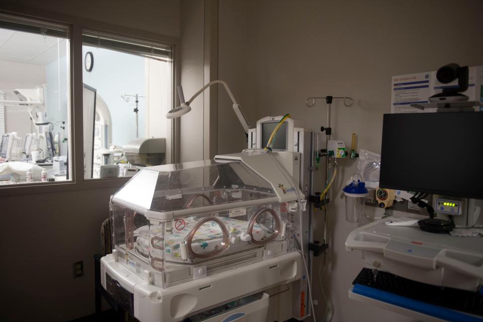 Inside the isolation room in the level one special care unit at Henry County Medical Center in Paris, Tennessee.