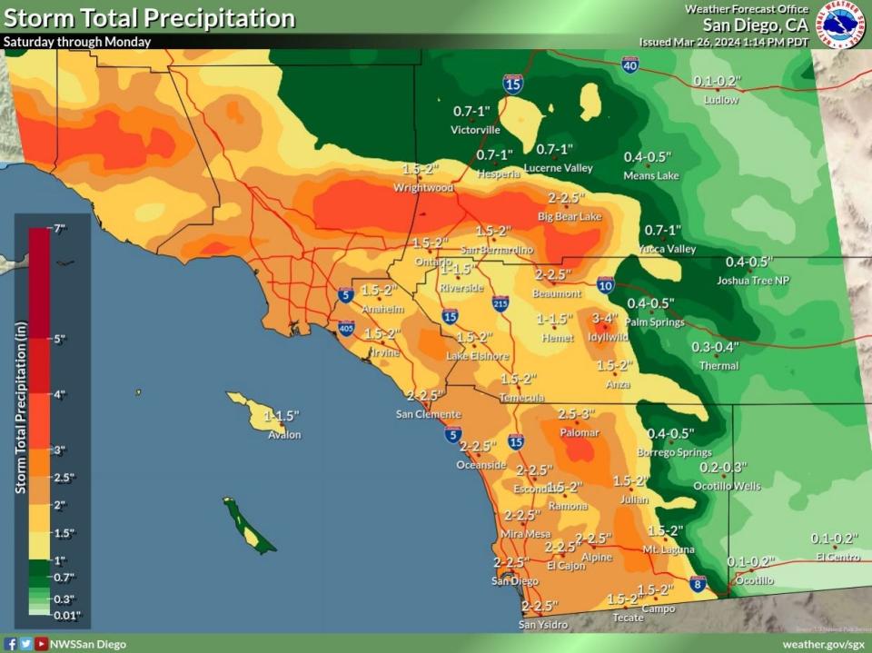 Weather experts predict a powerful, late-season winter storm, with rain and snow, will move into Southern California over Easter weekend.