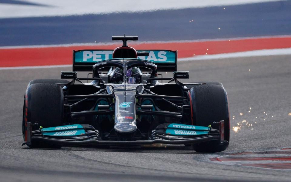 Formula One F1 - United States Grand Prix - Circuit of the Americas, Austin, Texas, U.S. - October 23, 2021 Mercedes' Lewis Hamilton in action during qualifying - REUTERS