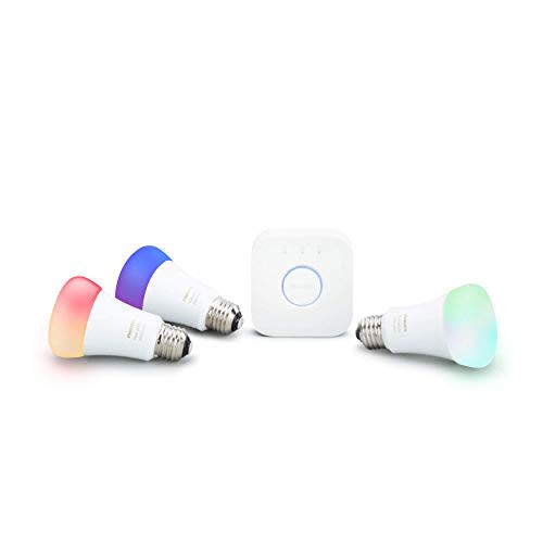 Philips Hue 464479 60W Equivalent White and Color Ambiance A19 Starter Kit, 3rd Generation, Wor…