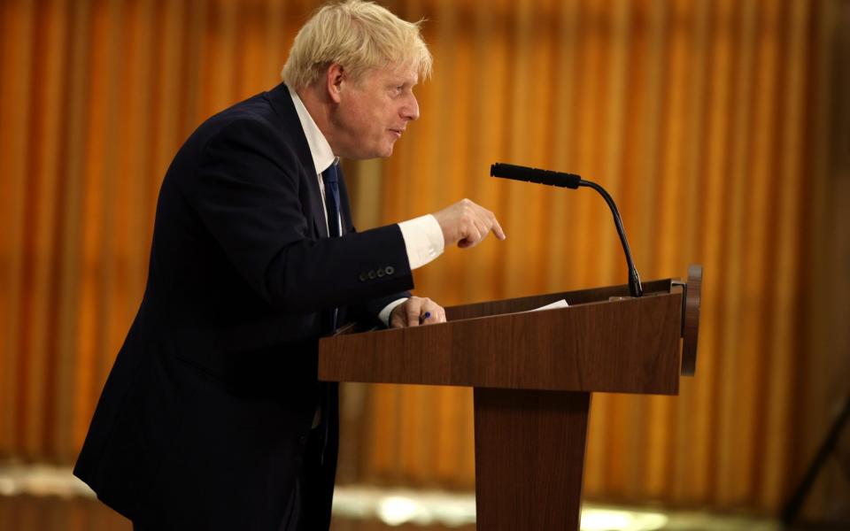 Boris Johnson has struck a defiant note at a press conference in Rwanda - Dan Kitwood/Getty Images