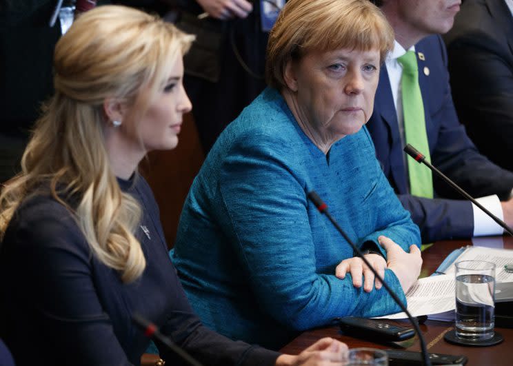 Ivanka has sat in on meetings with several foreign leaders, including Germany's Angela Merkel (Rex)