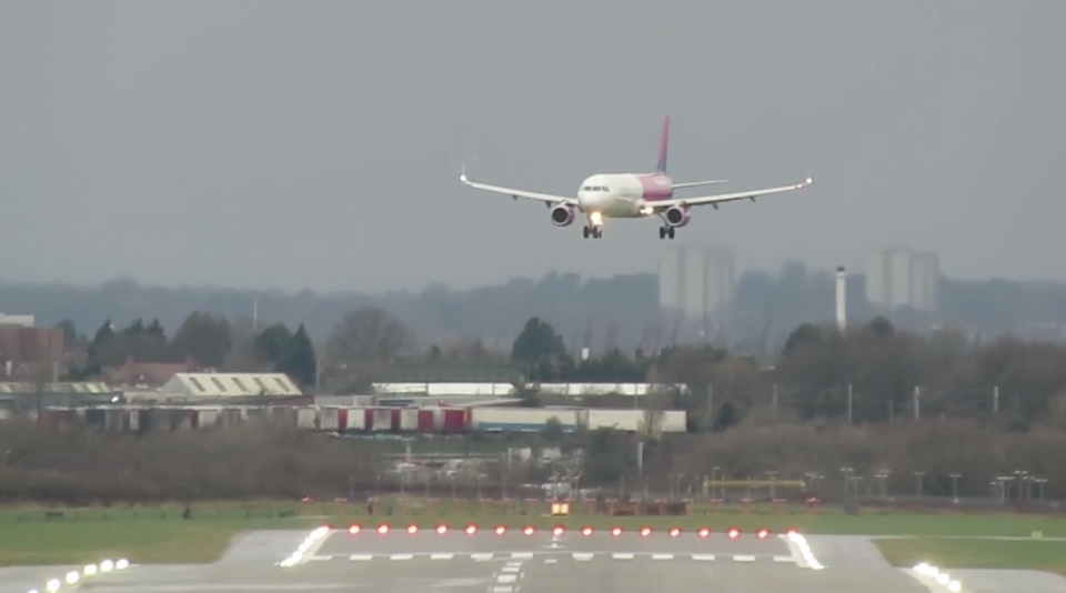 The Wizz Air flight was diverted to Birmingham because of high winds. (Newsflare)