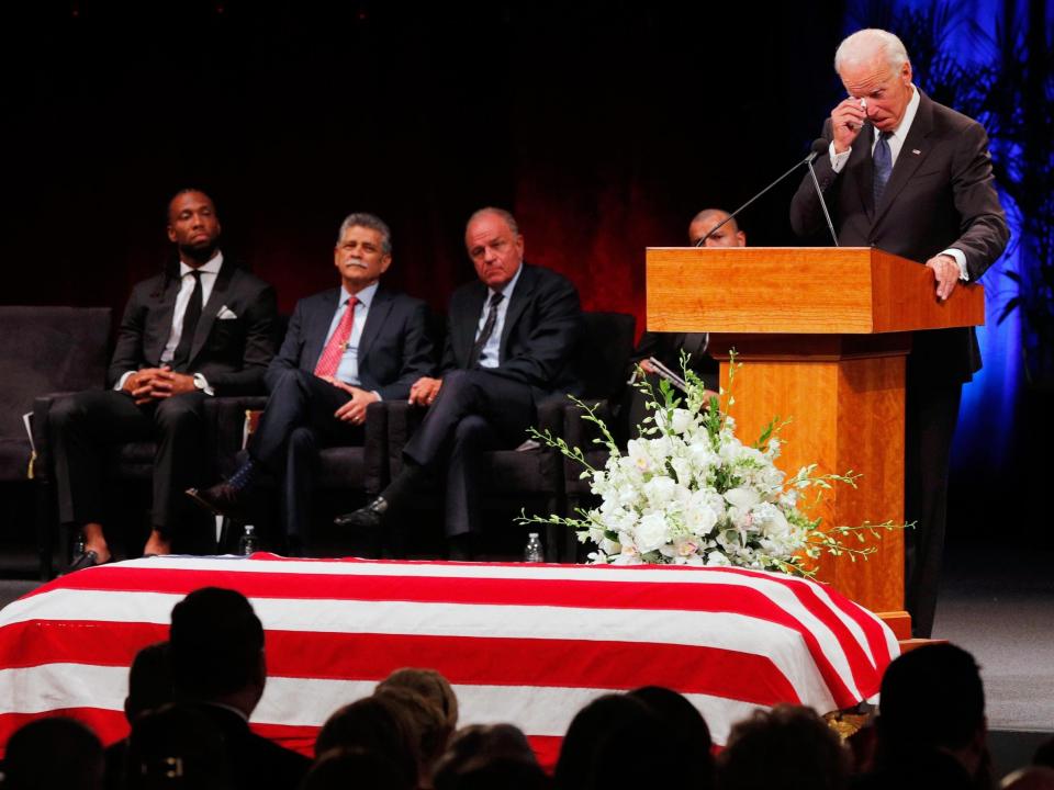 Tearful Joe Biden honours John McCain: 'He could not stand the abuse of power'