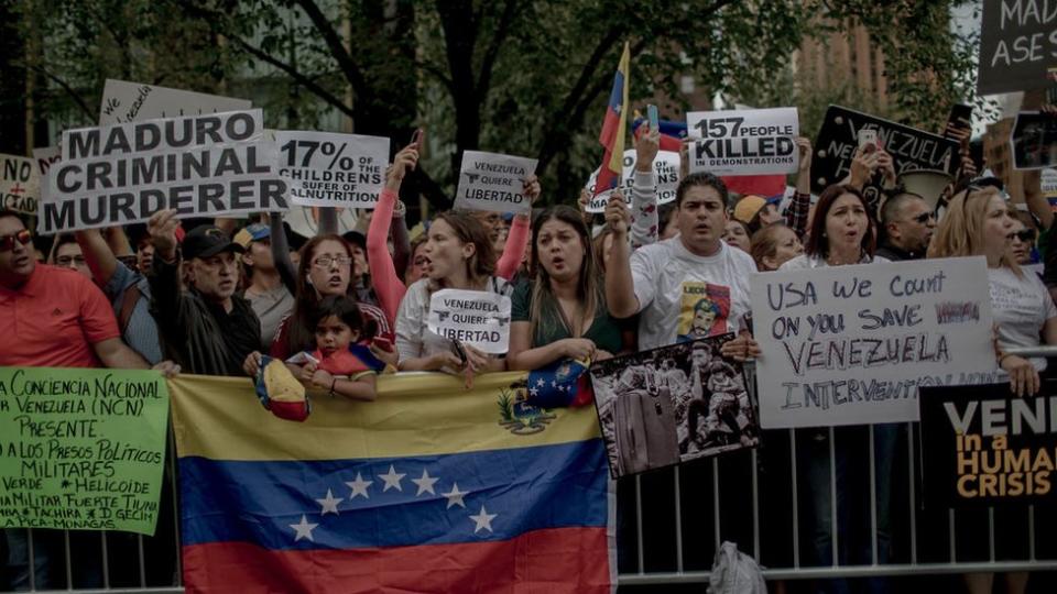 Manifestación de venezolanos en Estados Unidos contra Maduro.