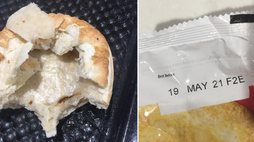 A Woolworths meat pie missing the main ingredient. 