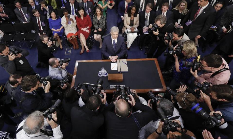 Neil Gorsuch at his confirmation hearing in Washington on 20 March.