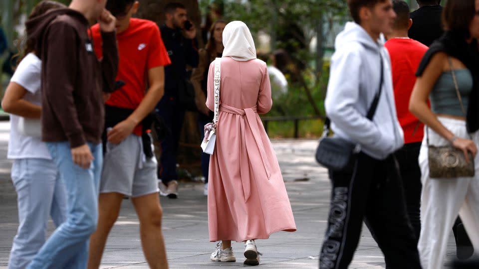 A Muslim woman wearing an abaya, pictured in Nantes, France, on August 29 - Stephane Mahe/Reuters