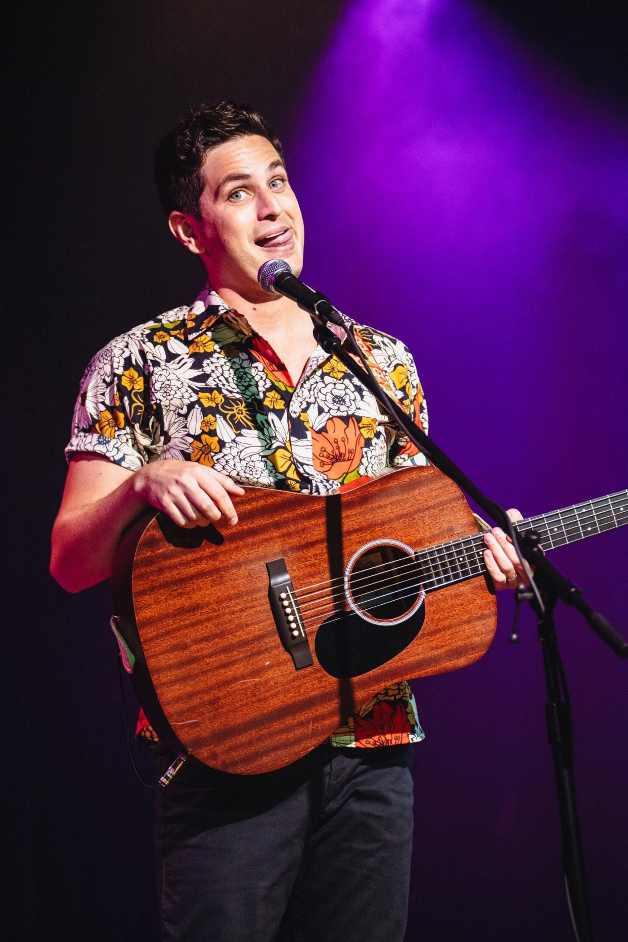 Cincinnatian Luke Null performs to a sold-out crowd at his debut comedy special, "Pretty Songs, Dirty Words," at the historic Dynasty Typewriter in Los Angeles.