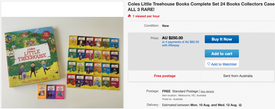 A 'complete set' of Coles Little Treehouse books is on sale for $250 on eBay. Photo: eBay.