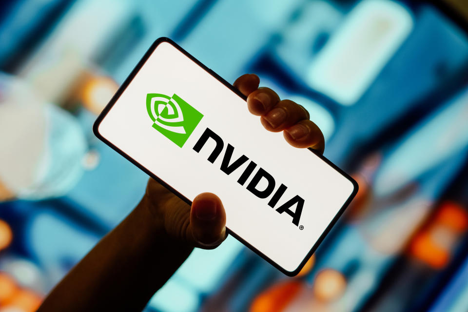 Brazil - 2023/10/24: This photo illustration shows the Nvidia logo on a smartphone screen.  (Photo illustration by Rafael Henrique/SOPA Images/LightRocket, Getty Images)