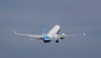 The final version of the 737 MAX, the MAX 10, takes off from Renton Airport in Renton, Wash., on its first flight Friday, June 18, 2021. Boeing's newest version of the 737 Max jetliner made its first test flight Friday, taking off near Seattle for an expected two-hour trip that the company hopes will signal improving fortunes for its most important plane. (Ellen M. Banner/The Seattle Times via AP, Pool)