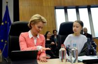 FILE PHOTO: Swedish climate activist Greta Thunberg attends a meeting with European Commission President Ursula Von der Leyen and European Commissioners at the European Commission