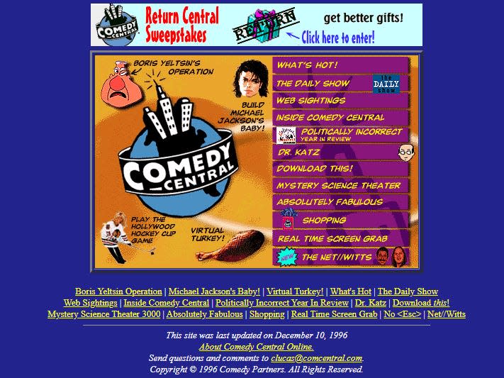 the Comedy Central website in 1996