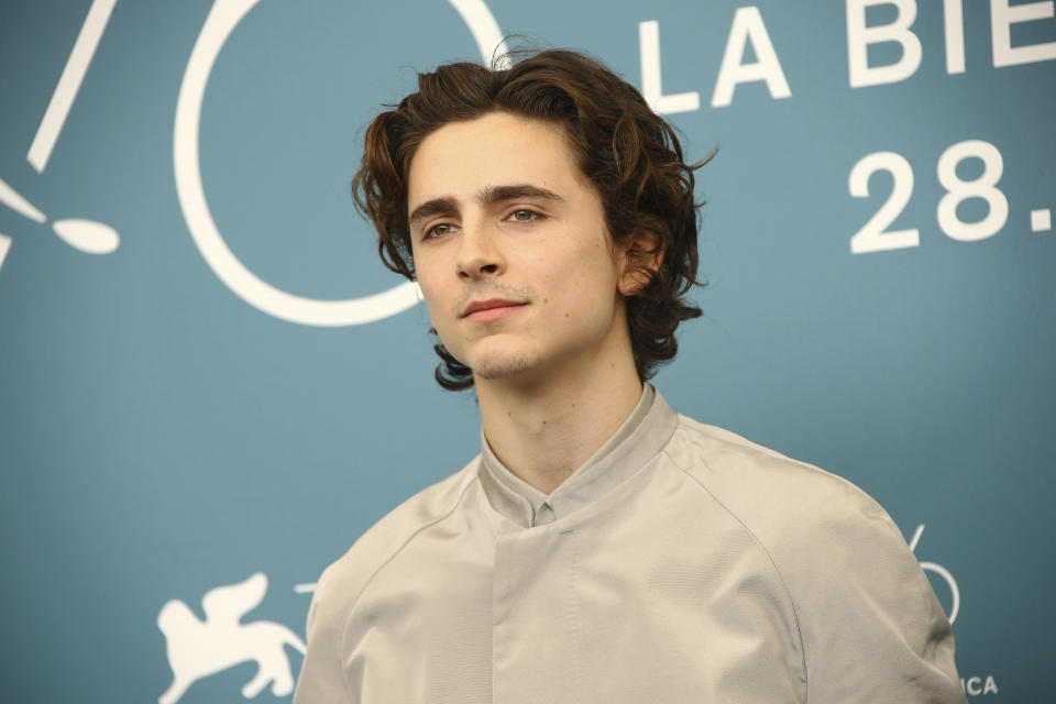 Actor Timothee Chalamet poses for photographers at the photo call for the film 'The King' at the 76th edition of the Venice Film Festival in Venice, Italy, Monday, Sept. 2, 2019. (Photo by Joel C Ryan/Invision/AP)