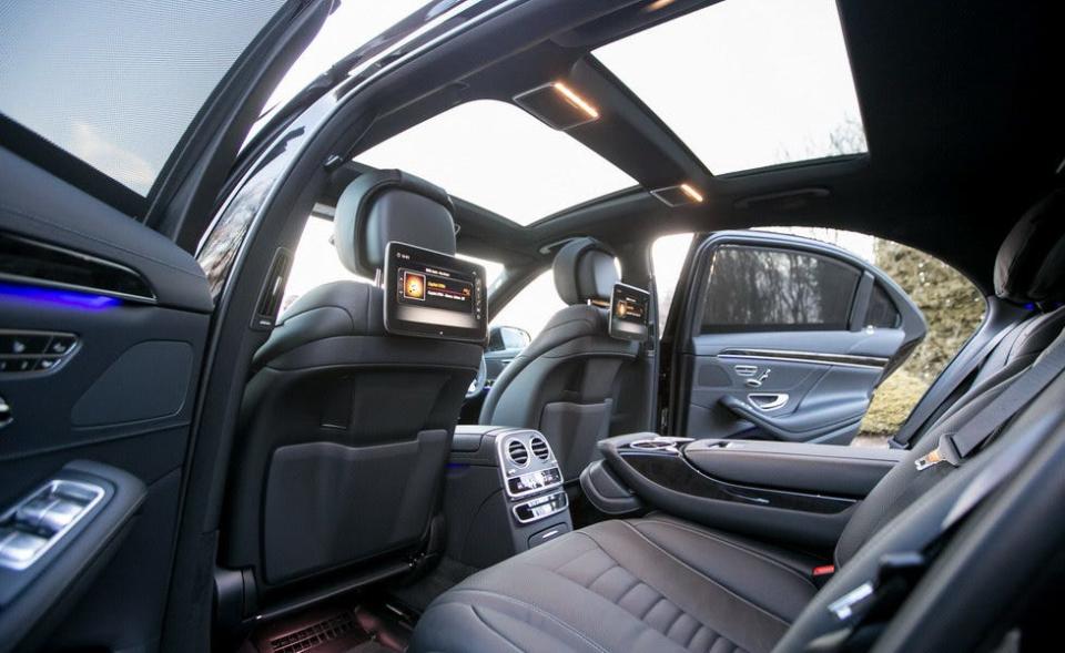 A view from the back seat of the Mercedes S Class.