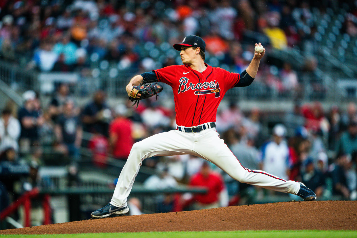 ATLANTA, GA - MAY 5: Max Fried #54 of the Atlanta Braves pitches during the game against the Baltimore Orioles at Truist Park on May 5, 2023 in Atlanta, Georgia. (Photo by Kevin D. Liles/Atlanta Braves/Getty Images)