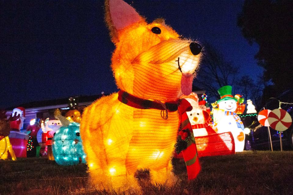 Holiday lights and decorations are featured at a home on Newell Drive in Wilmington, Tuesday, Nov. 28, 2023.