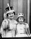 <p>Princess Elizabeth stands on the balcony of Buckingham Palace, after the coronation of King George VI (PA Archive) </p>