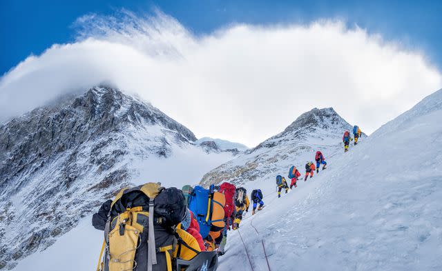 <p>Getty</p> Climbers trekking across Mount Everest