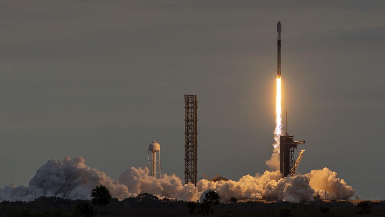  A SpaceX Falcon 9 rocket launches for a record 15th time from NASA's Kennedy Space Center pad 39A on Dec. 17, 2022. 