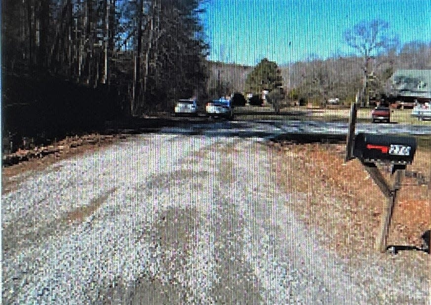 The gravel road to the Parris residence that Caleb Kennedy drove down Feb. 8, according to 7th Circuit Solicitor Barry Barnette.
