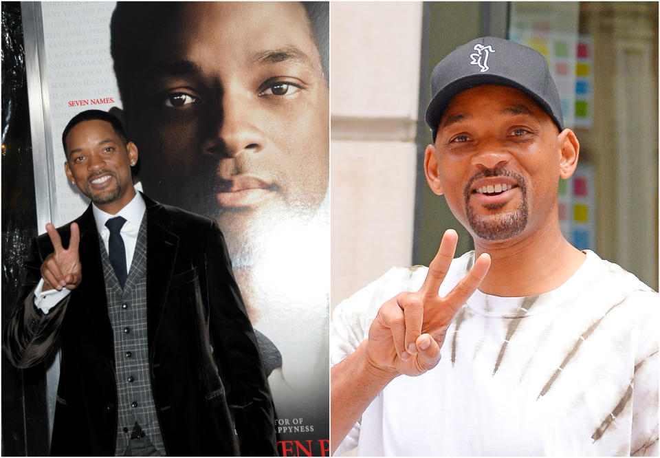 <p>Aunque no te lo creas, Will Smith cumplirá 50 años el próximo 25 de septiembre y la imagen de la izquierda es de la <em>premiere</em> californiana de ‘Seven Pounds’ (2008). (Foto: Gtres). </p>