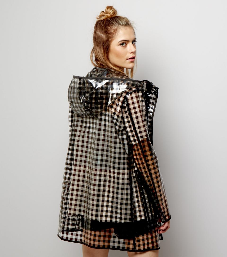 <p>Black gingham check clear anorak, £39.99, <a rel="nofollow noopener" href="http://www.newlook.com/shop/womens/jackets-and-coats/black-gingham-check-clear-anorak-_514350809" target="_blank" data-ylk="slk:New Look;elm:context_link;itc:0;sec:content-canvas" class="link ">New Look</a></p>