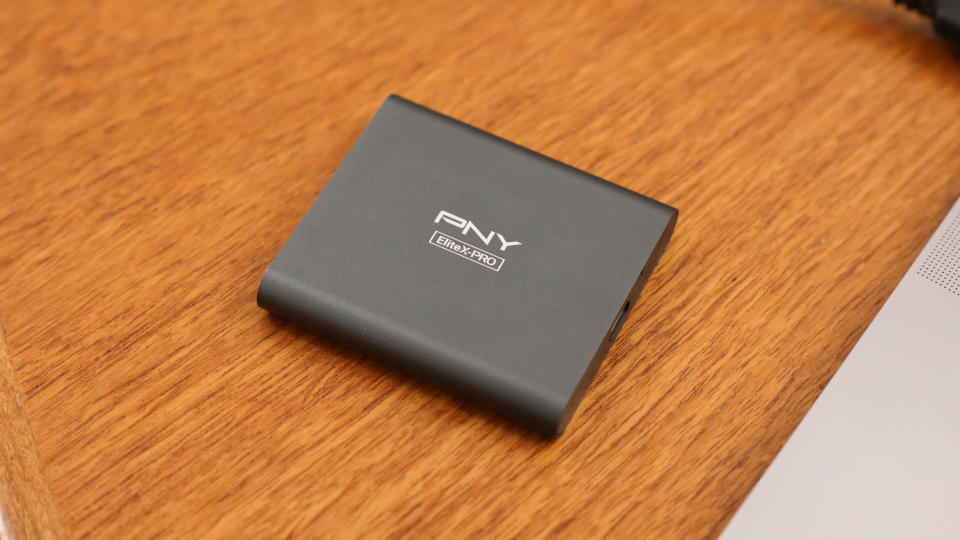 PNY EliteX-Pro SSD on a wooden table