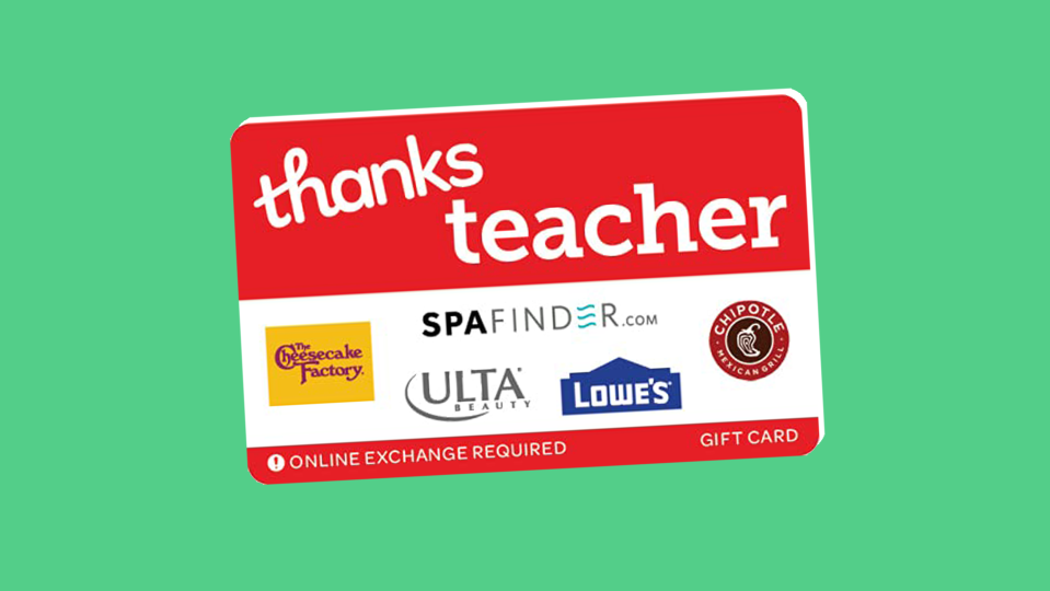 Best gift cards to give teachers for Teacher Appreciation Week: Thanks Teacher Gift Card