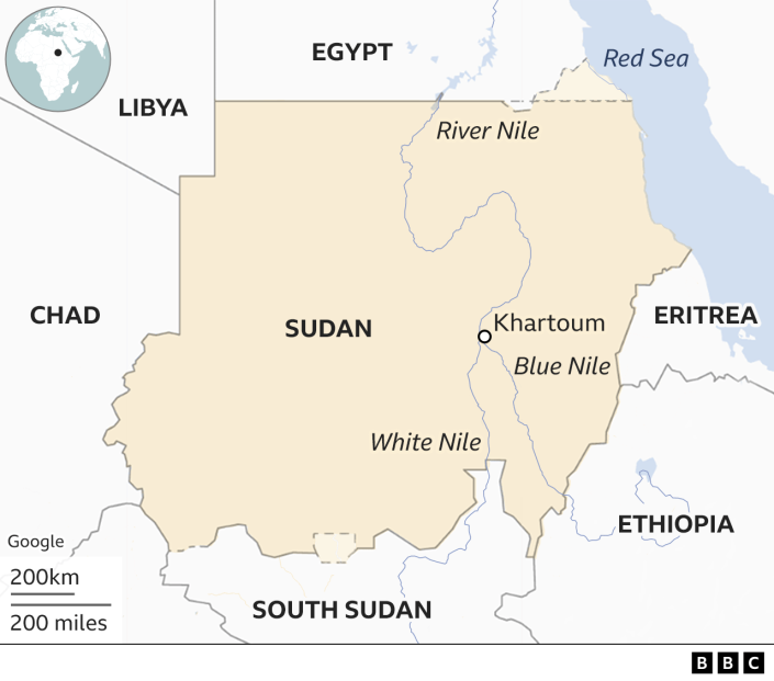 Karte des Sudan und seiner Nachbarn