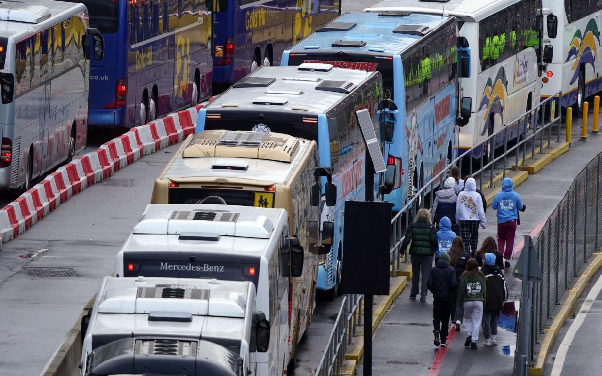 Coaches at the Port of Dover in Kent as the Easter getaway begins - Gareth Fuller/PA