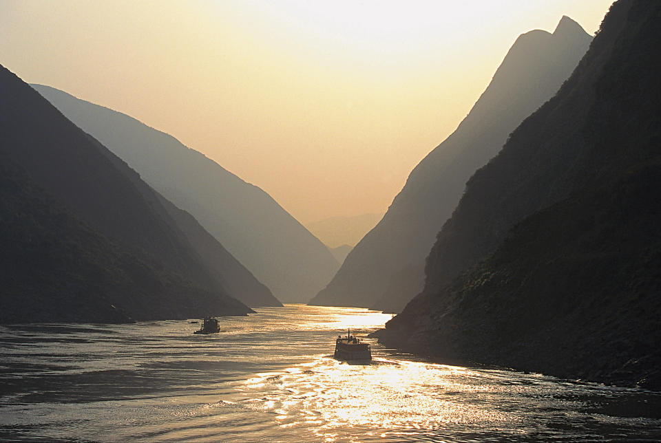 Sunset shot of China's Yangtze River. 