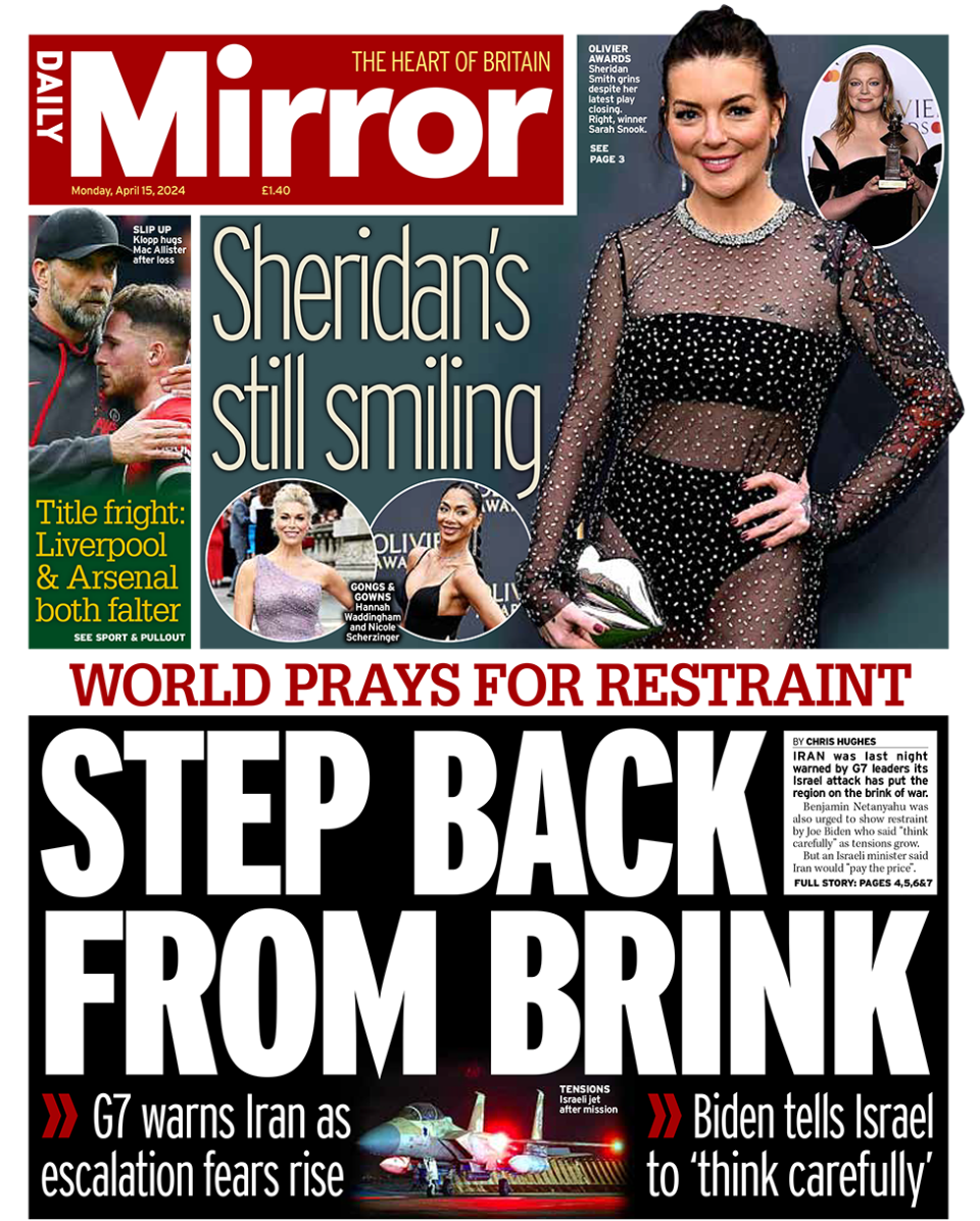 Daily Mirror headline reads: "Step back from the brink"