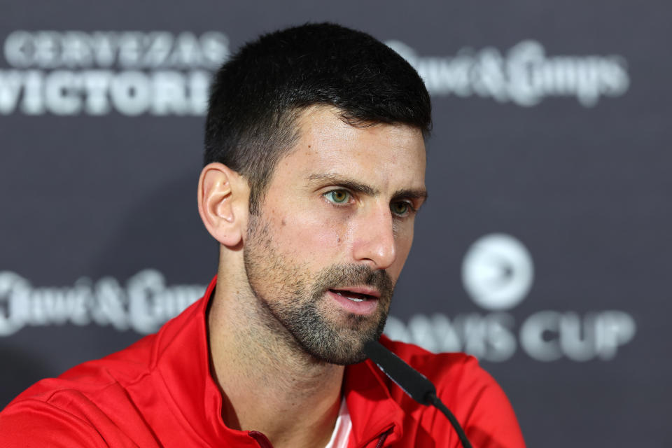 Novak Djokovic speaks at the Davis Cup.