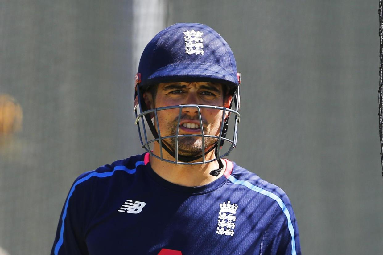 Testing times: Former England captain Alastair Cook practising in the nets at the WACA: PA