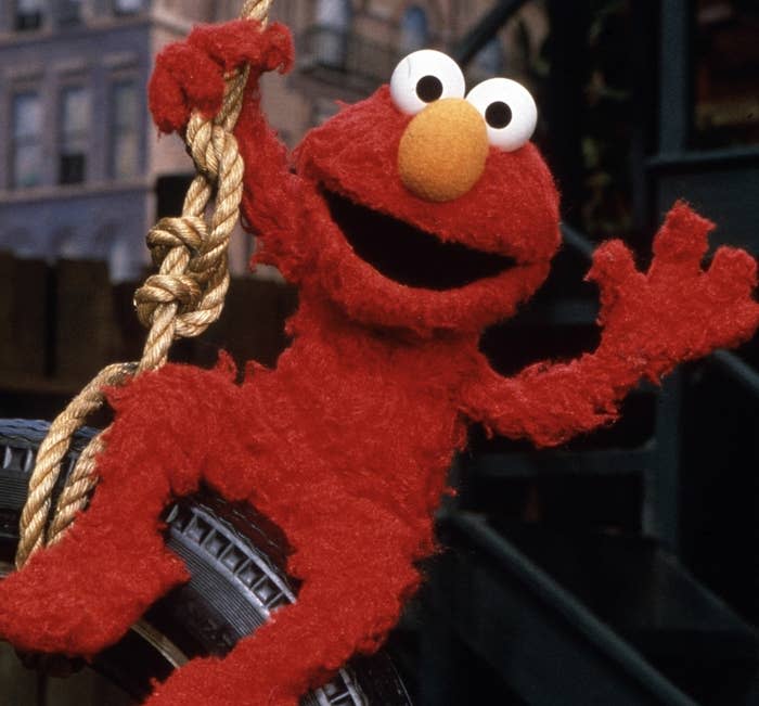 A closeup of Elmo