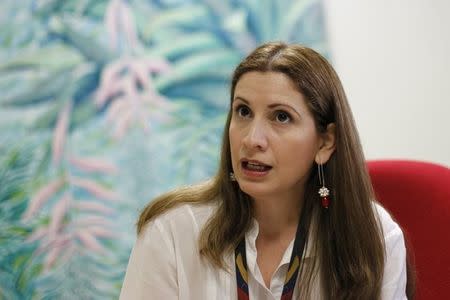 Venezuela's climate change envoy Claudia Salerno speaks during an interview with Reuters in Caracas, November 8, 2010. REUTERS/Jorge Silva