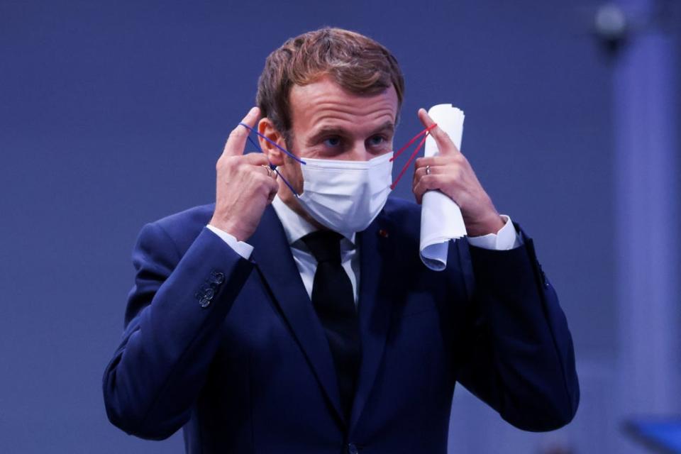 France’s President Emmanuel Macron attends the opening ceremony for the Cop26 summit at the Scottish Event Campus (SEC) in Glasgow (Yves Herman/PA) (PA Wire)