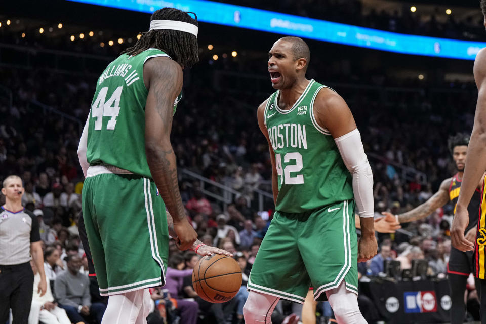 Boston Celtics big men Robert Williams III and Al Horford set the defensive tone in a Game 4 win over the Atlanta Hawks. (Dale Zanine/USA Today Sports)