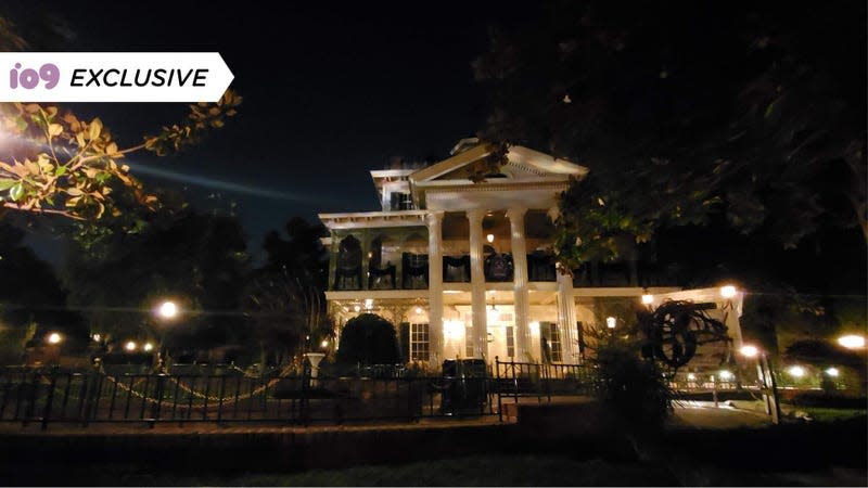 Disneyland's Haunted Mansion at night