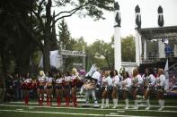 <p>Cheerleaders of Houston Texans and Oakland Raiders pose during the NFL Fan Fest CDMX 2016 at Bosque de Chapultepec on November 19, 2016 in Mexico City, Mexico. (Photo by Hector Vivas/LatinContent/Getty Images) </p>