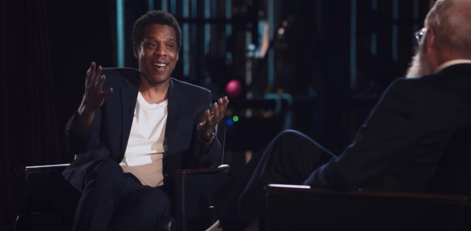 Jay-Z explains rap to David Letterman. (Photo courtesy of Netflix)