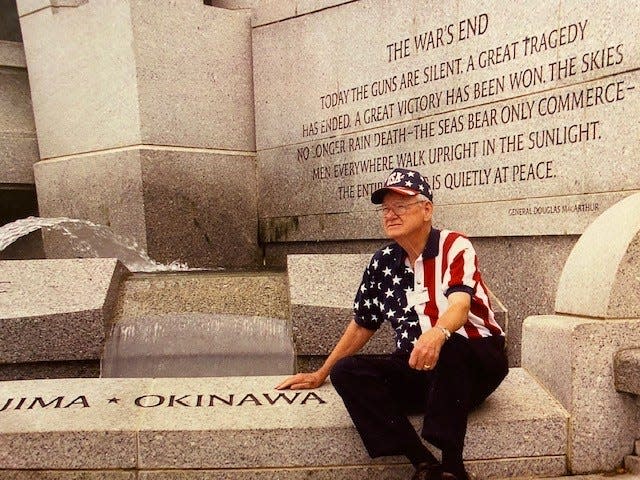 Joe Shuttlesworth at the National World War II Memorial in Washington, D.C.