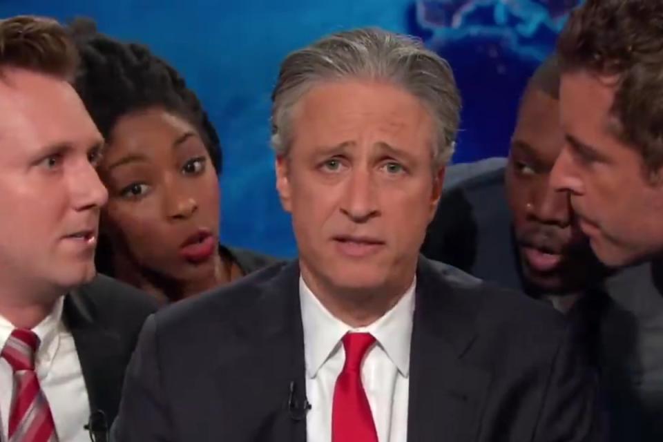 Jon Stewart appears in the controversial Daily Show sketch from July 2014 (Comedy Central/YouTube)