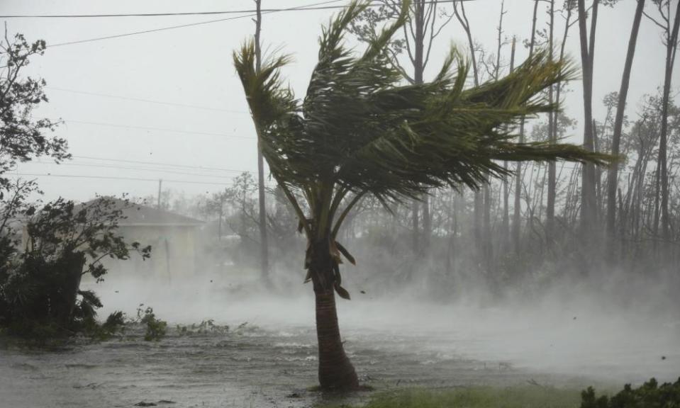 A road is flooded during the passing of Hurricane Dorian in Freeport, Grand Bahama.