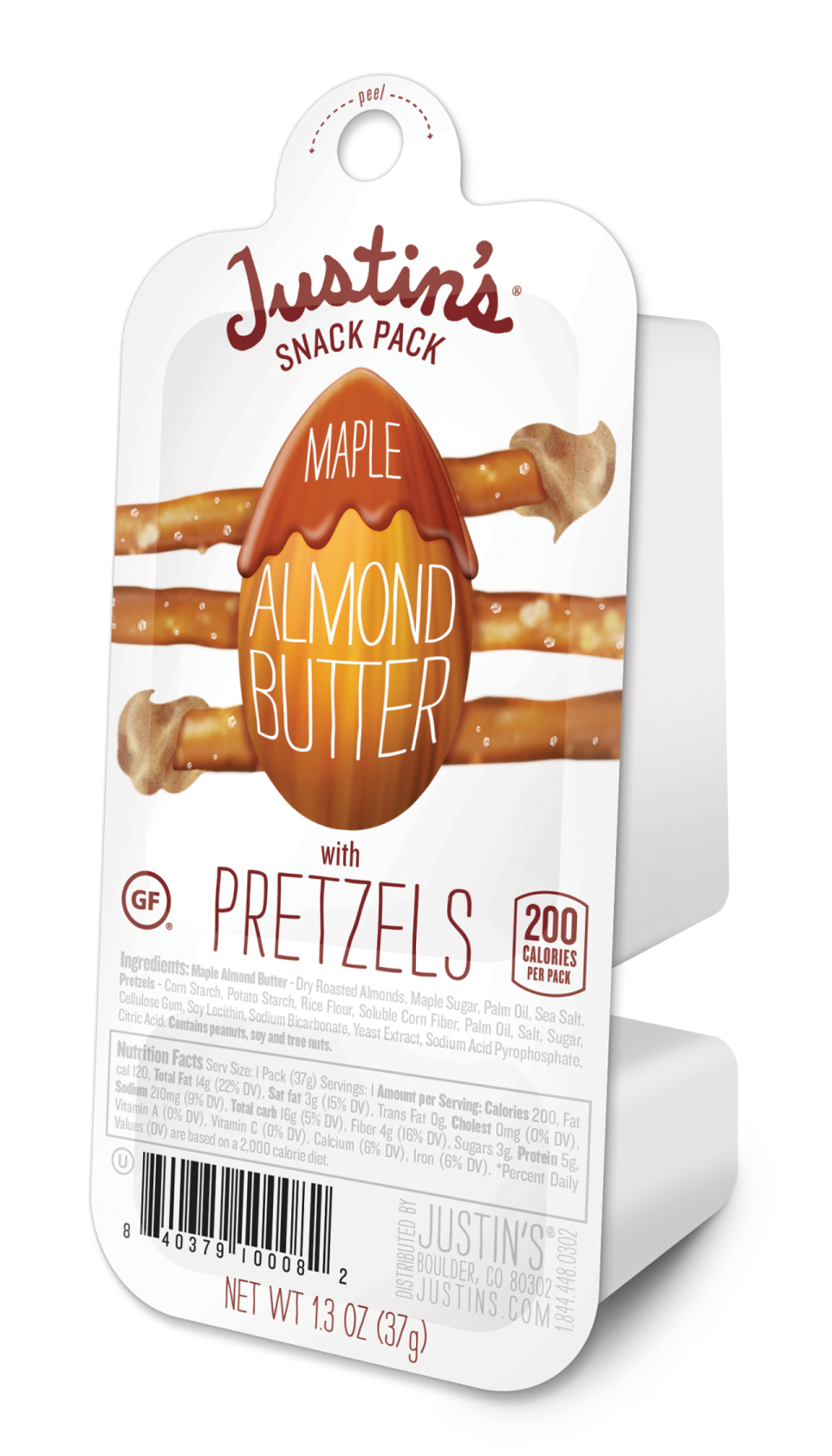Justin's Maple Almond Butter + Gluten-Free Pretzels Snack Pack