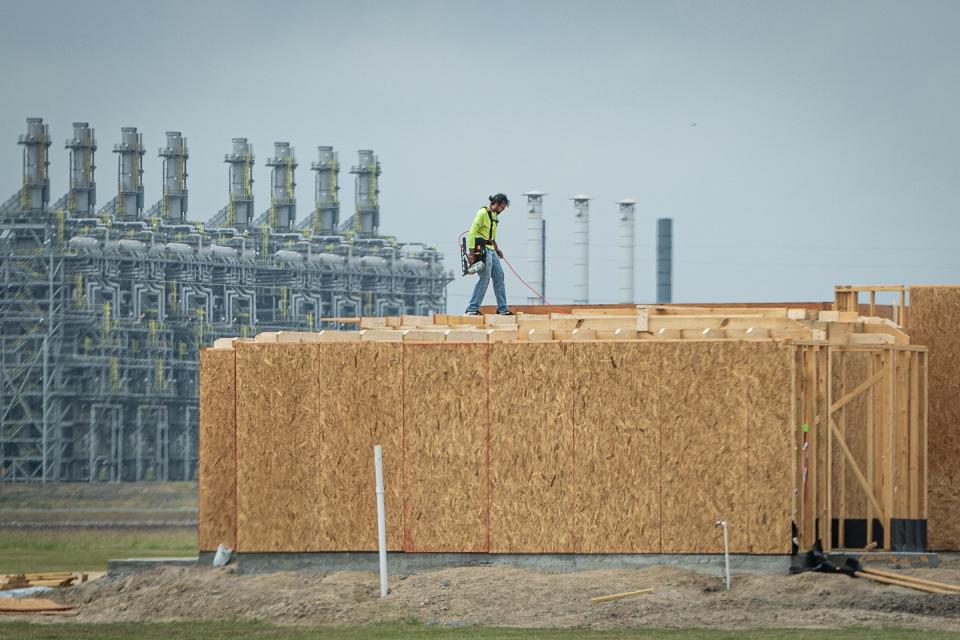 New housing is constructed near Gulf Coast Growth Ventures, an ethylene cracker plant, on April 30, 2022, in San Patricio County, Texas.