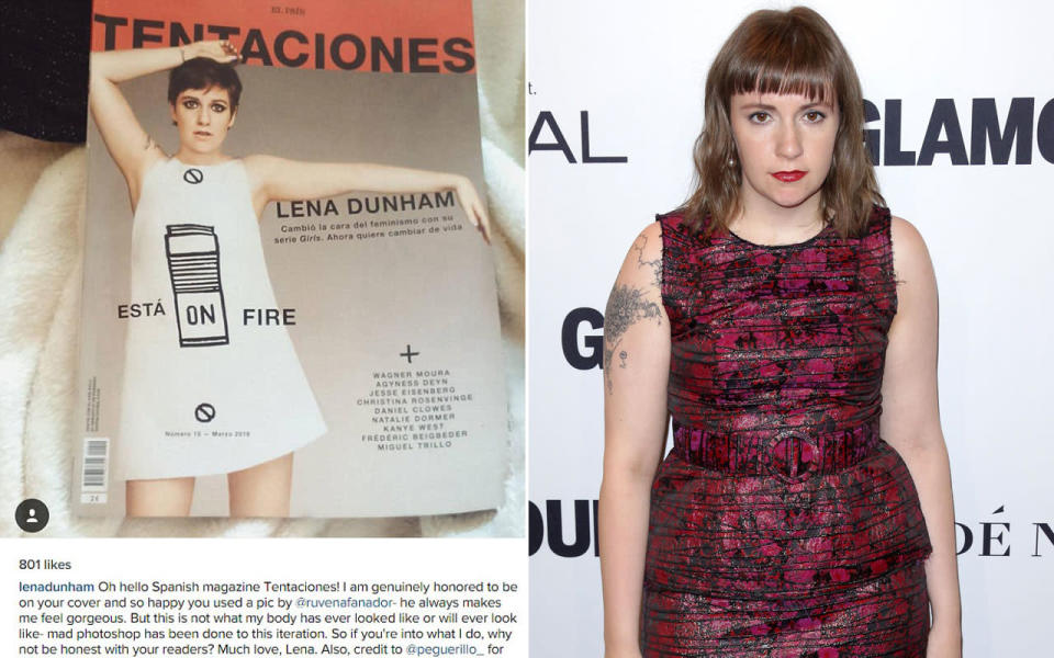 <p>The Girls star had a right old go at Spanish magazine Tentaciones over this front cover. “It doesn’t reflect what my body has ever looked like or will ever look like," she said. It later transpired that Lena’s people had approved the image before it reached the magazine and they used it untouched. </p>
